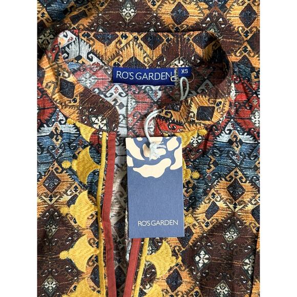 NWT Ro's Garden Clorinda Long Kurta Kaftan Resort Coverup Dress Lachen Brown XS - Picture 5 of 5